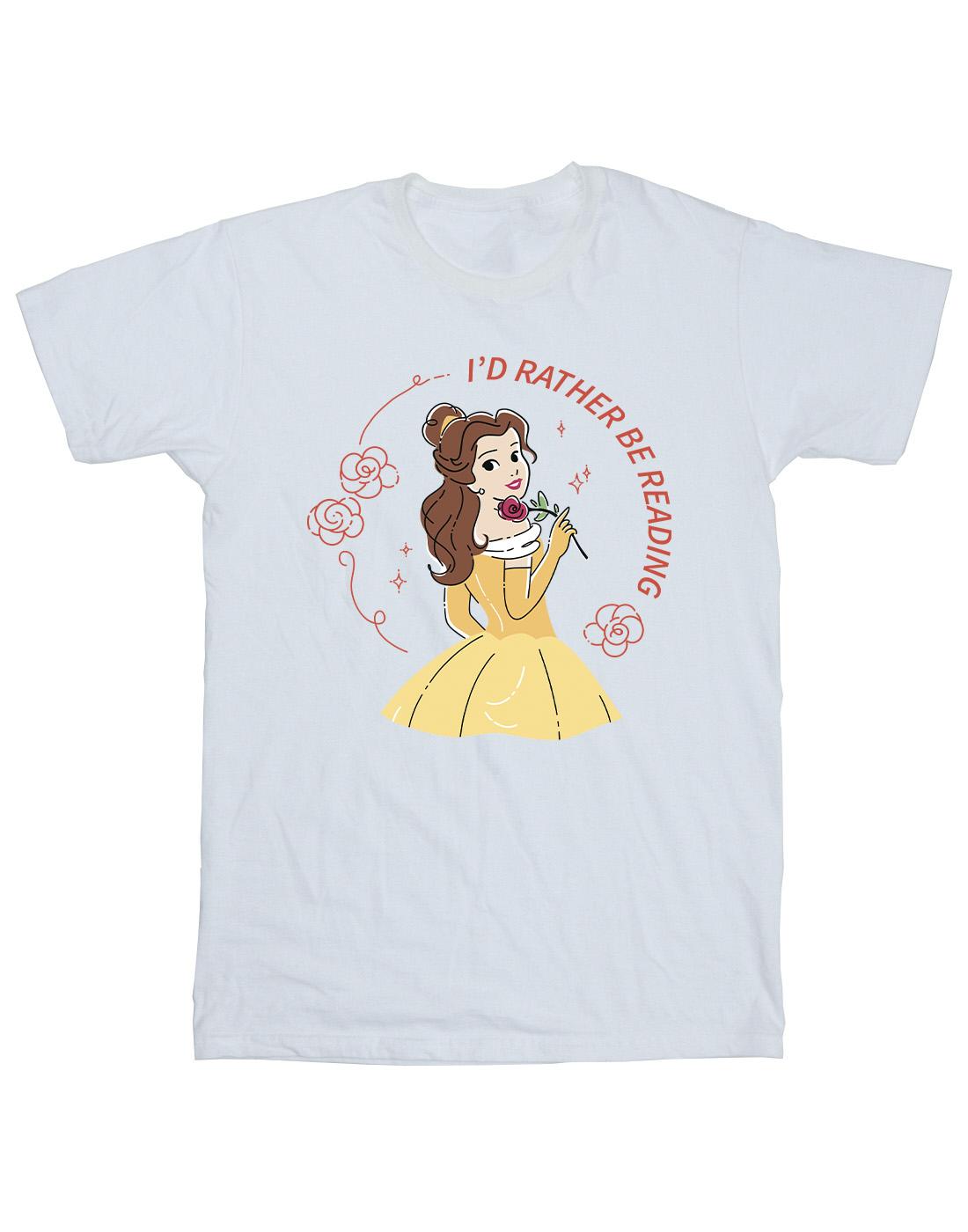 White - Front - Disney Mens Beauty And The Beast I´d Rather Be Reading T-Shirt
