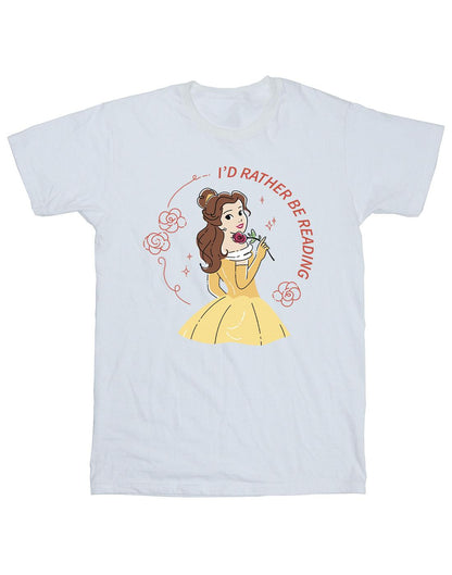 White - Front - Disney Mens Beauty And The Beast I´d Rather Be Reading T-Shirt