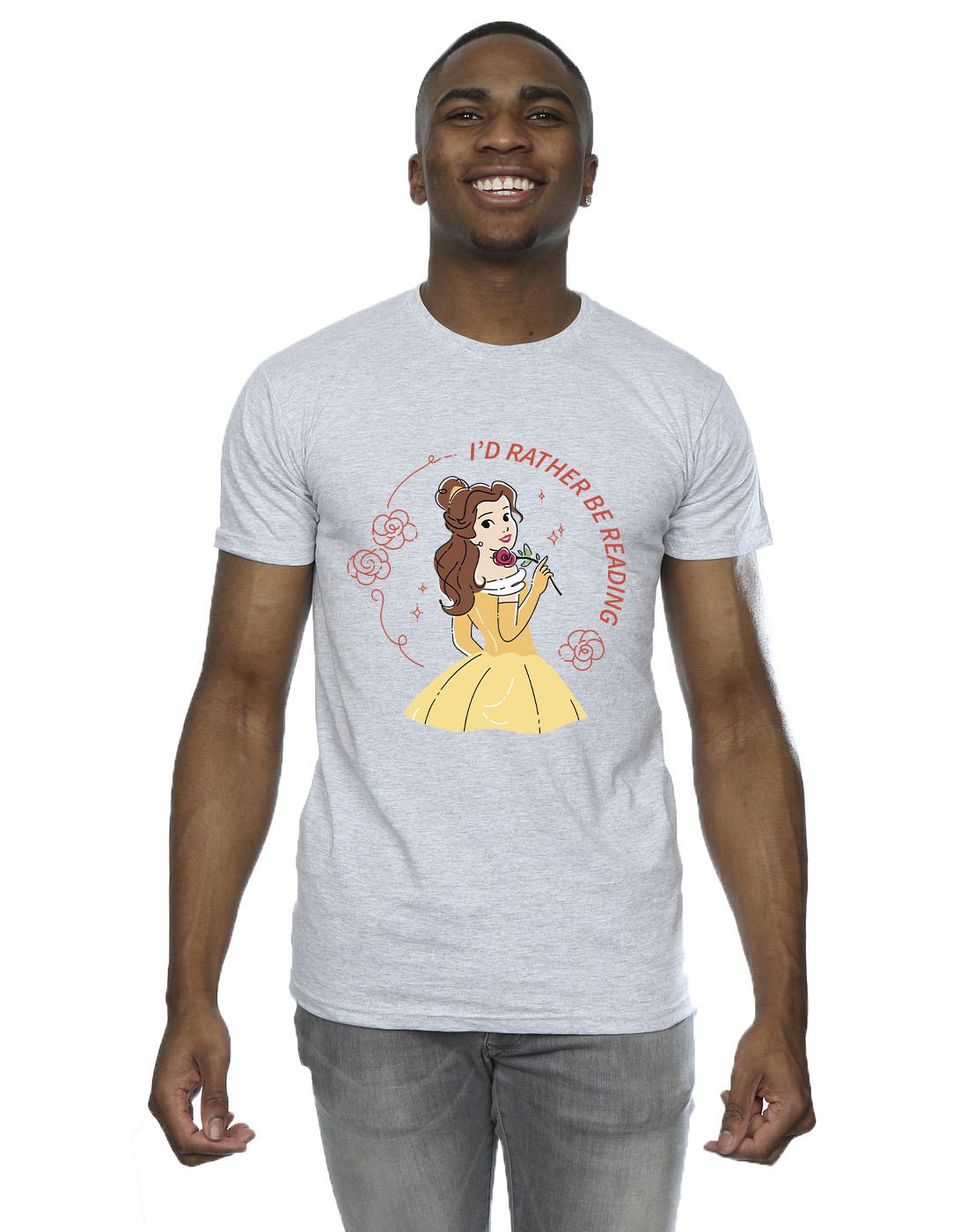 Sports Grey - Back - Disney Mens Beauty And The Beast I´d Rather Be Reading T-Shirt