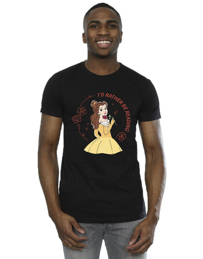Black - Back - Disney Mens Beauty And The Beast I´d Rather Be Reading T-Shirt