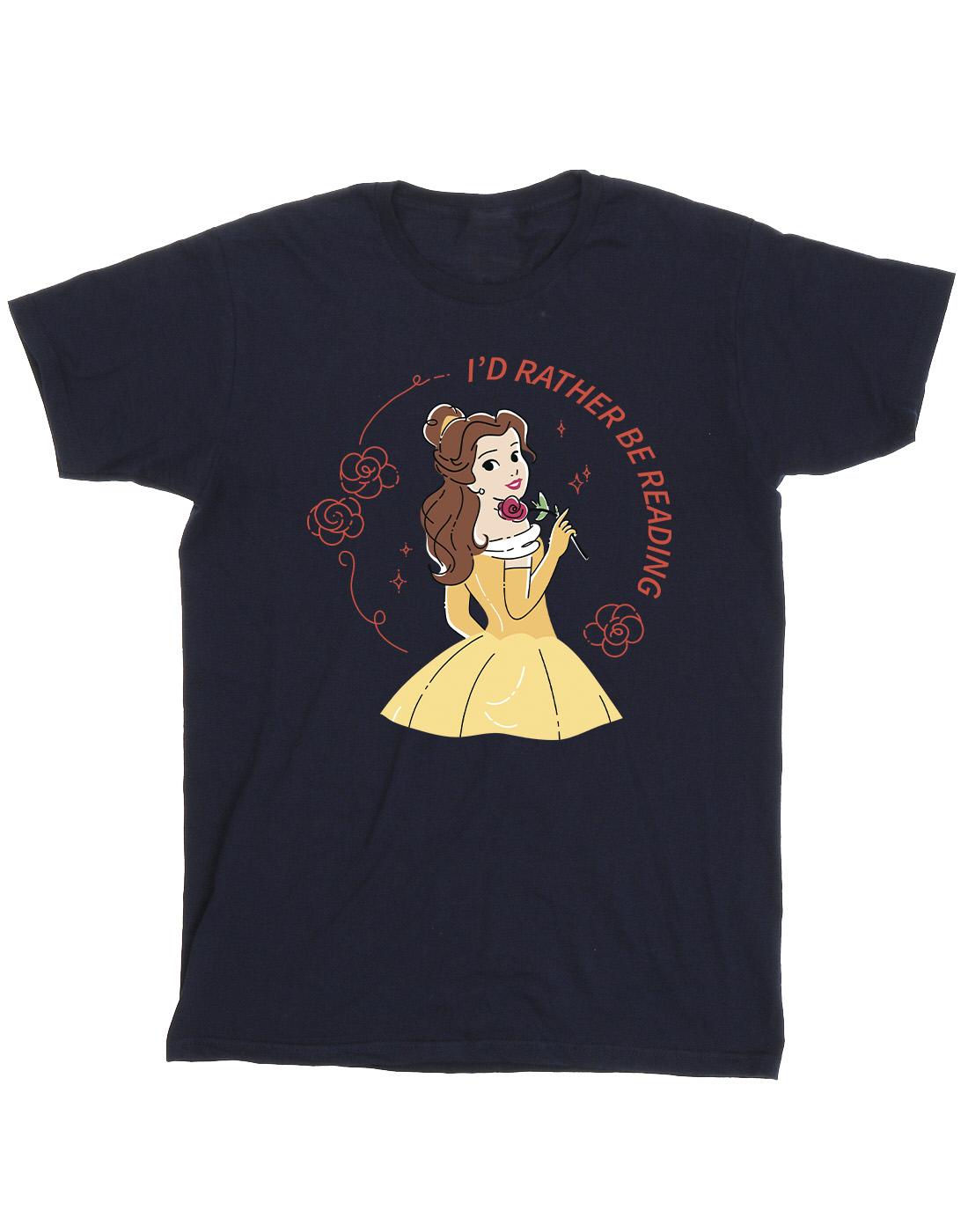 Navy Blue - Front - Disney Mens Beauty And The Beast I´d Rather Be Reading T-Shirt