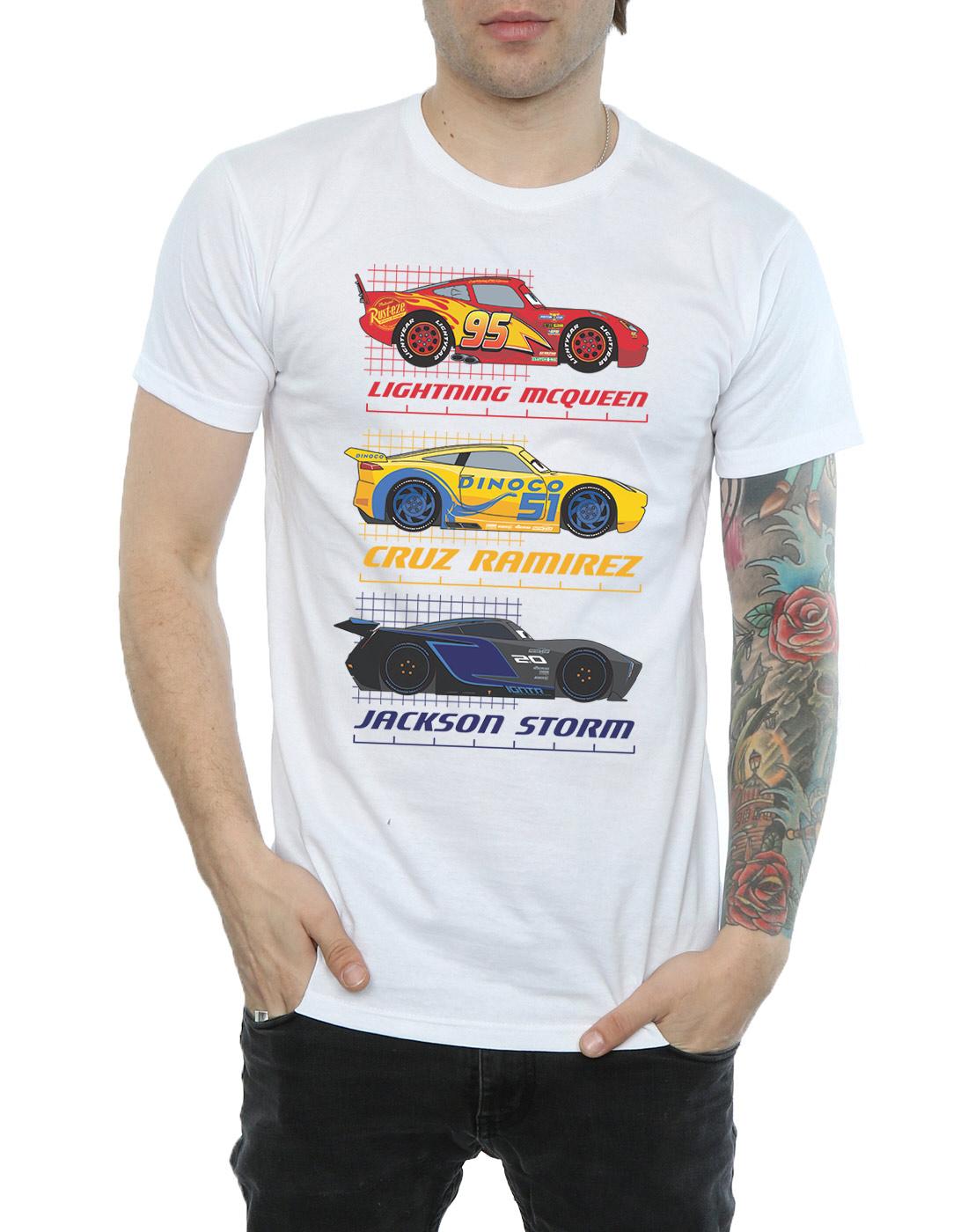 White - Pack Shot - Cars Mens Racer Profile Cotton T-Shirt