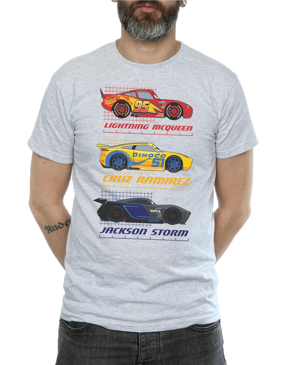 Sports Grey - Side - Cars Mens Racer Profile Cotton T-Shirt