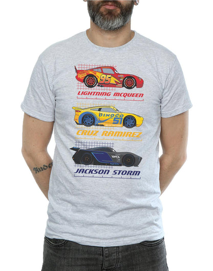 Sports Grey - Side - Cars Mens Racer Profile Cotton T-Shirt