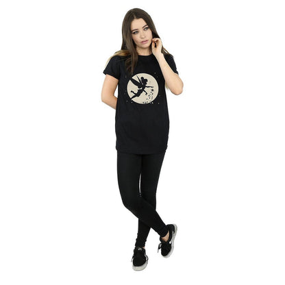 Black - Lifestyle - Tinkerbell Womens-Ladies Moon Cotton Boyfriend Crop T-Shirt