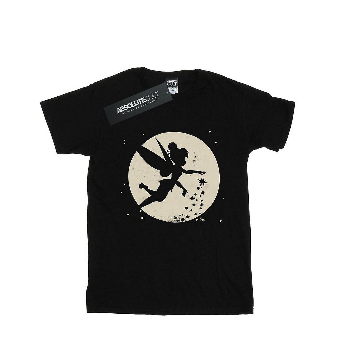 Black - Front - Tinkerbell Womens-Ladies Moon Cotton Boyfriend Crop T-Shirt