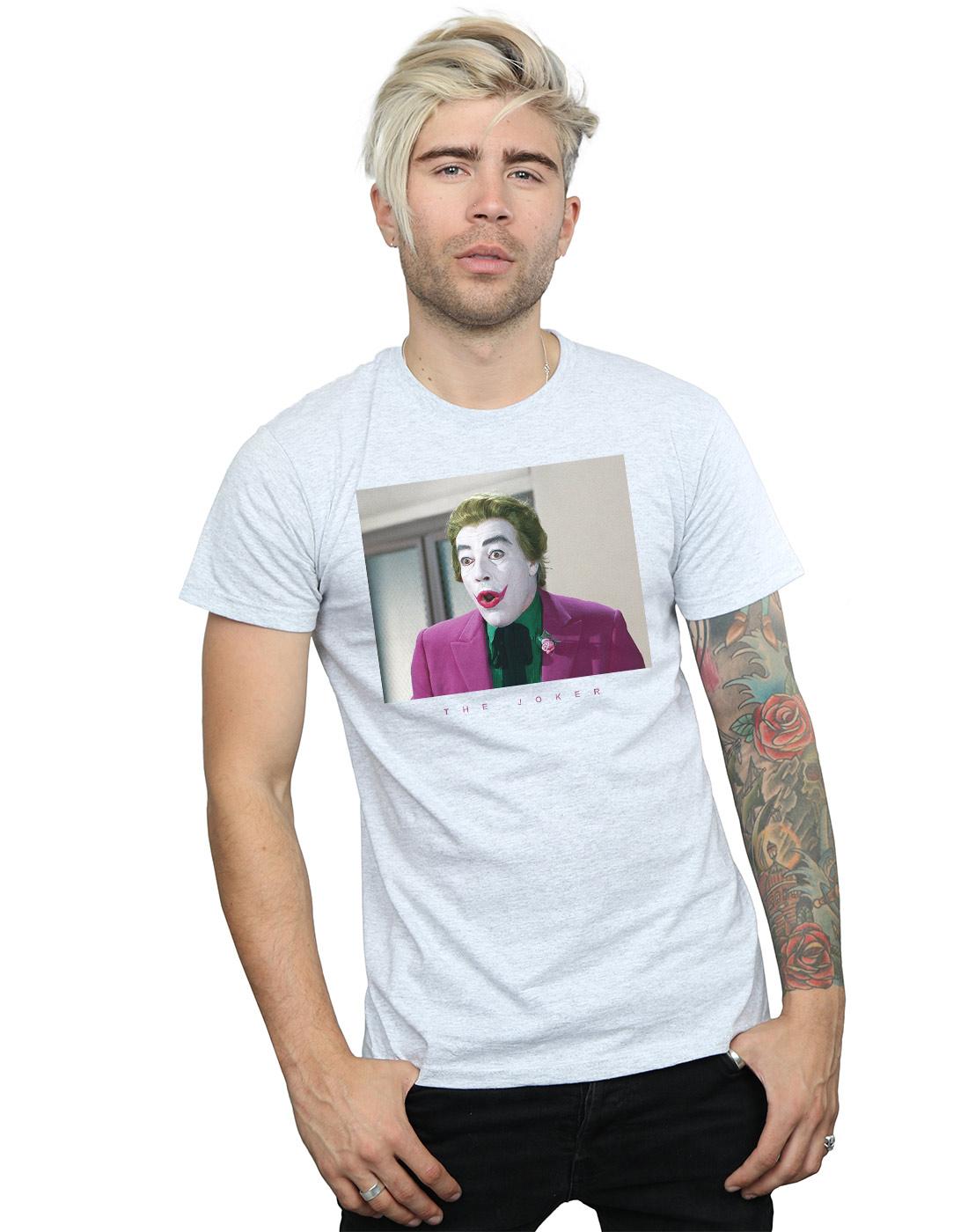 Sports Grey - Back - DC Comics Mens Batman TV Series Joker Photograph T-Shirt