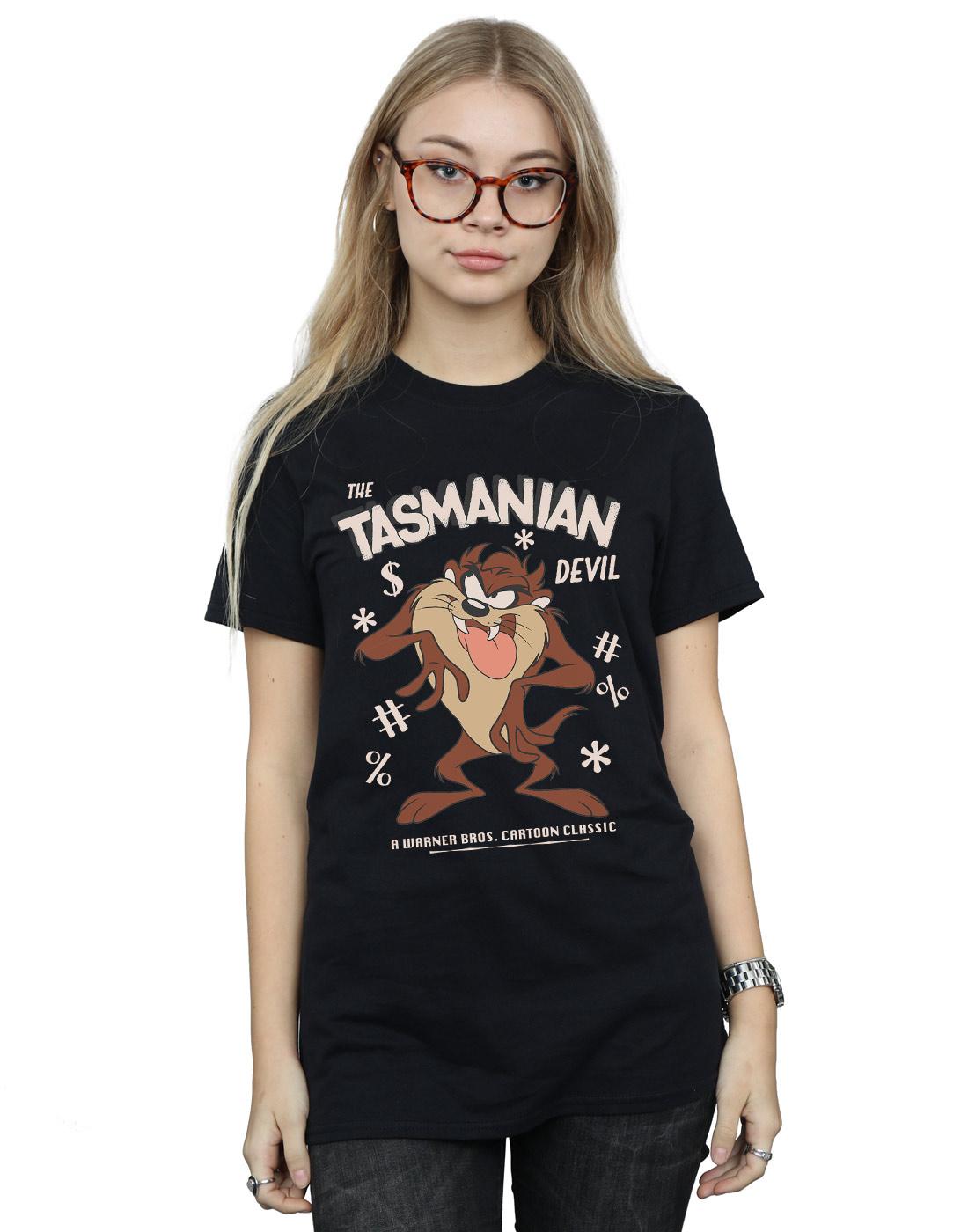 Black - Lifestyle - Looney Tunes Womens-Ladies Tasmanian Devil Vintage Cotton Boyfriend T-Shirt