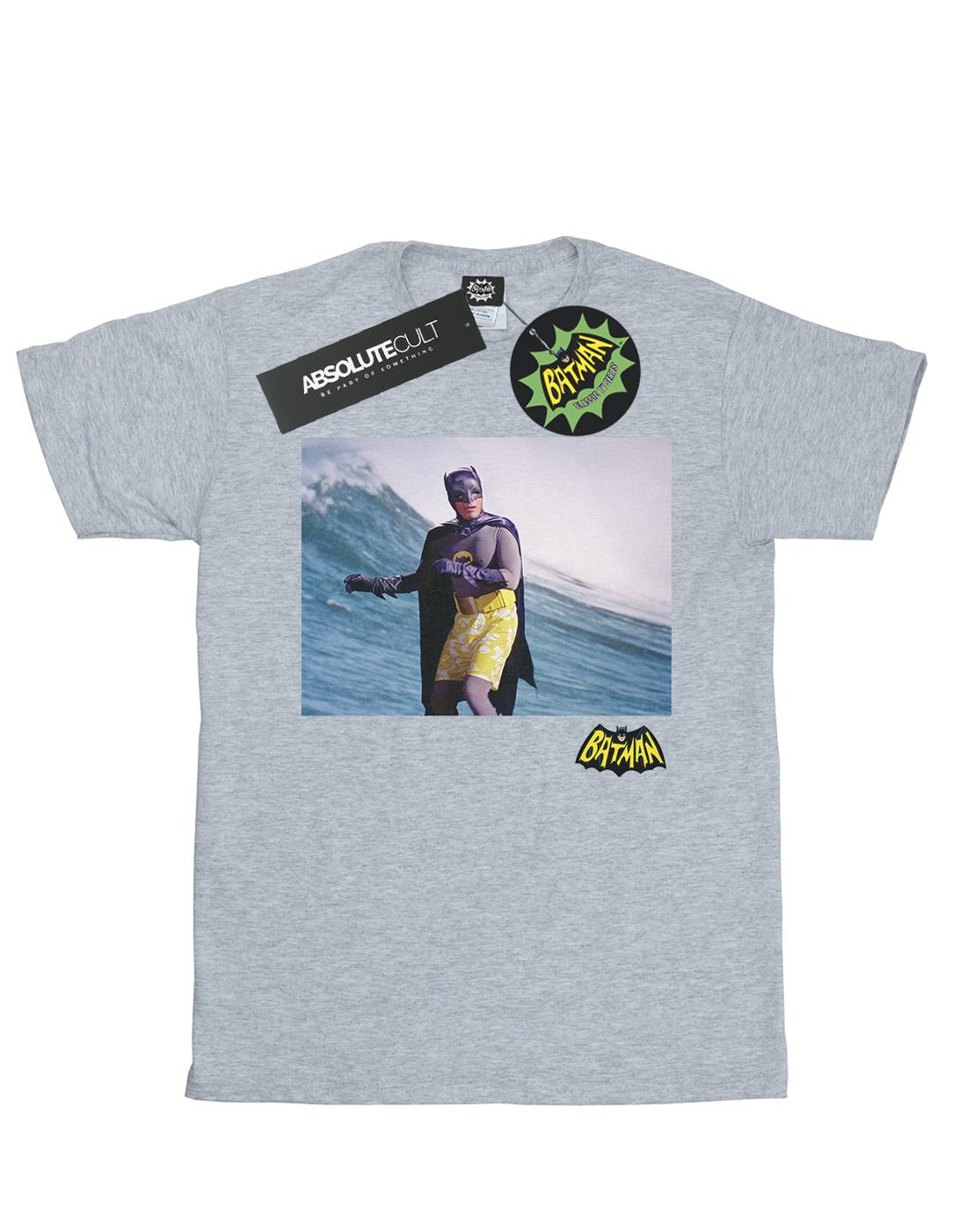 Sports Grey - Front - DC Comics Mens Batman TV Series Surfing Logo T-Shirt