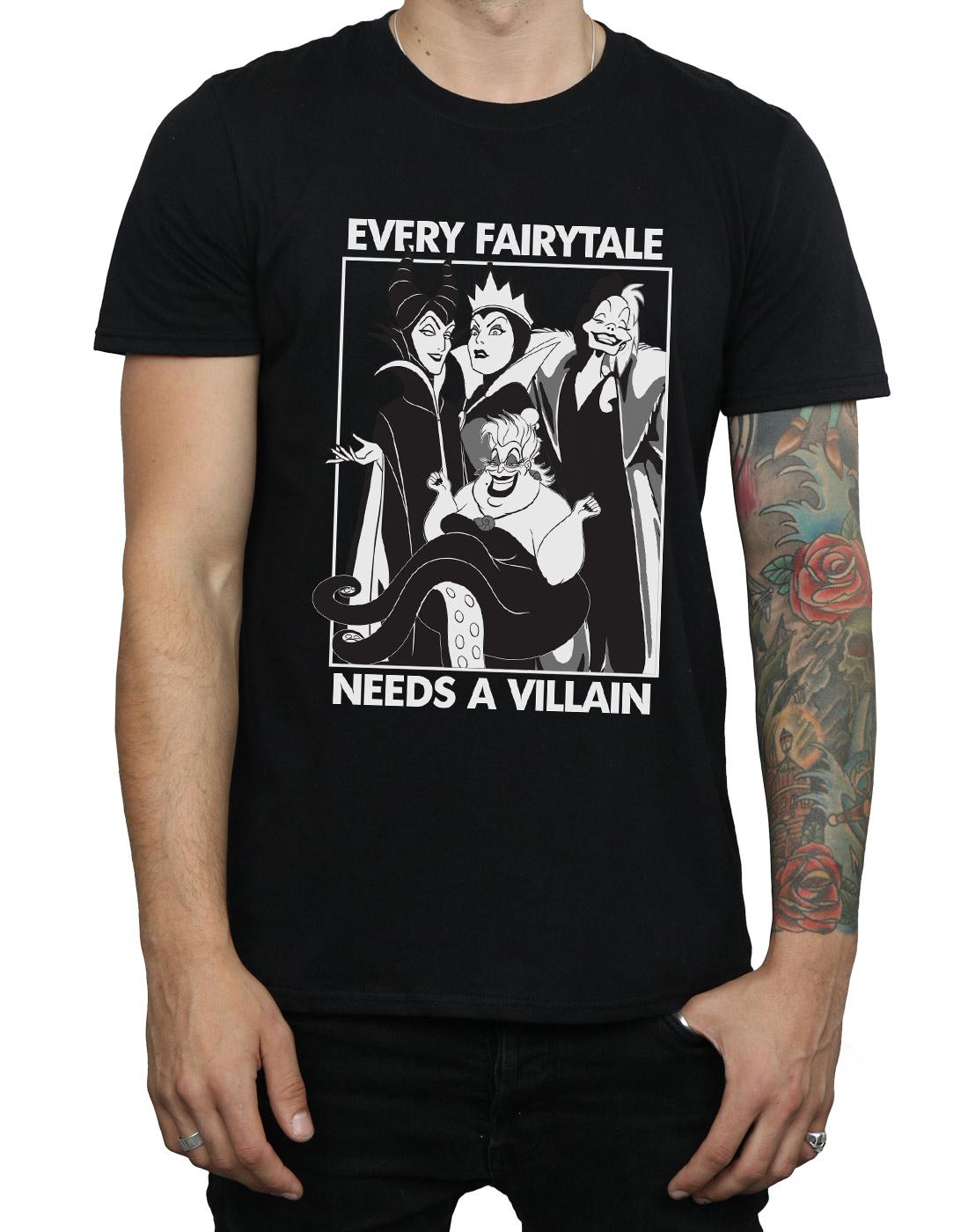 Black - Side - Disney Mens Every Fairy Tale Needs A Villain Cotton T-Shirt
