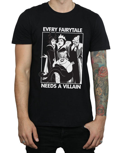 Black - Side - Disney Mens Every Fairy Tale Needs A Villain Cotton T-Shirt