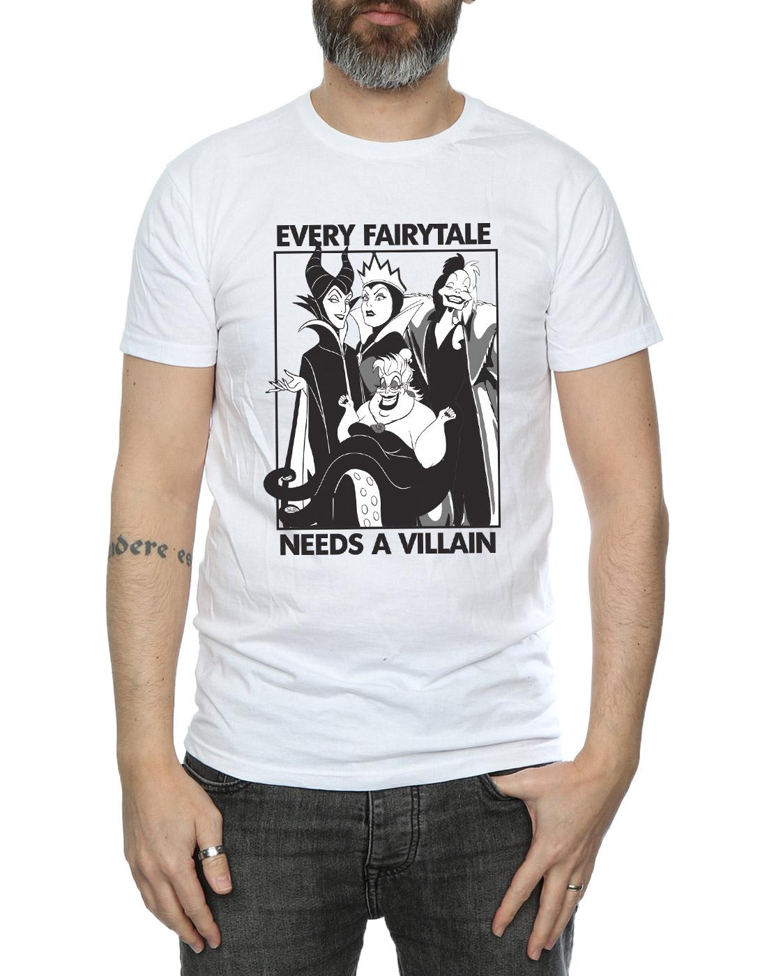 White - Side - Disney Mens Every Fairy Tale Needs A Villain Cotton T-Shirt