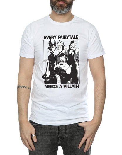 White - Side - Disney Mens Every Fairy Tale Needs A Villain Cotton T-Shirt