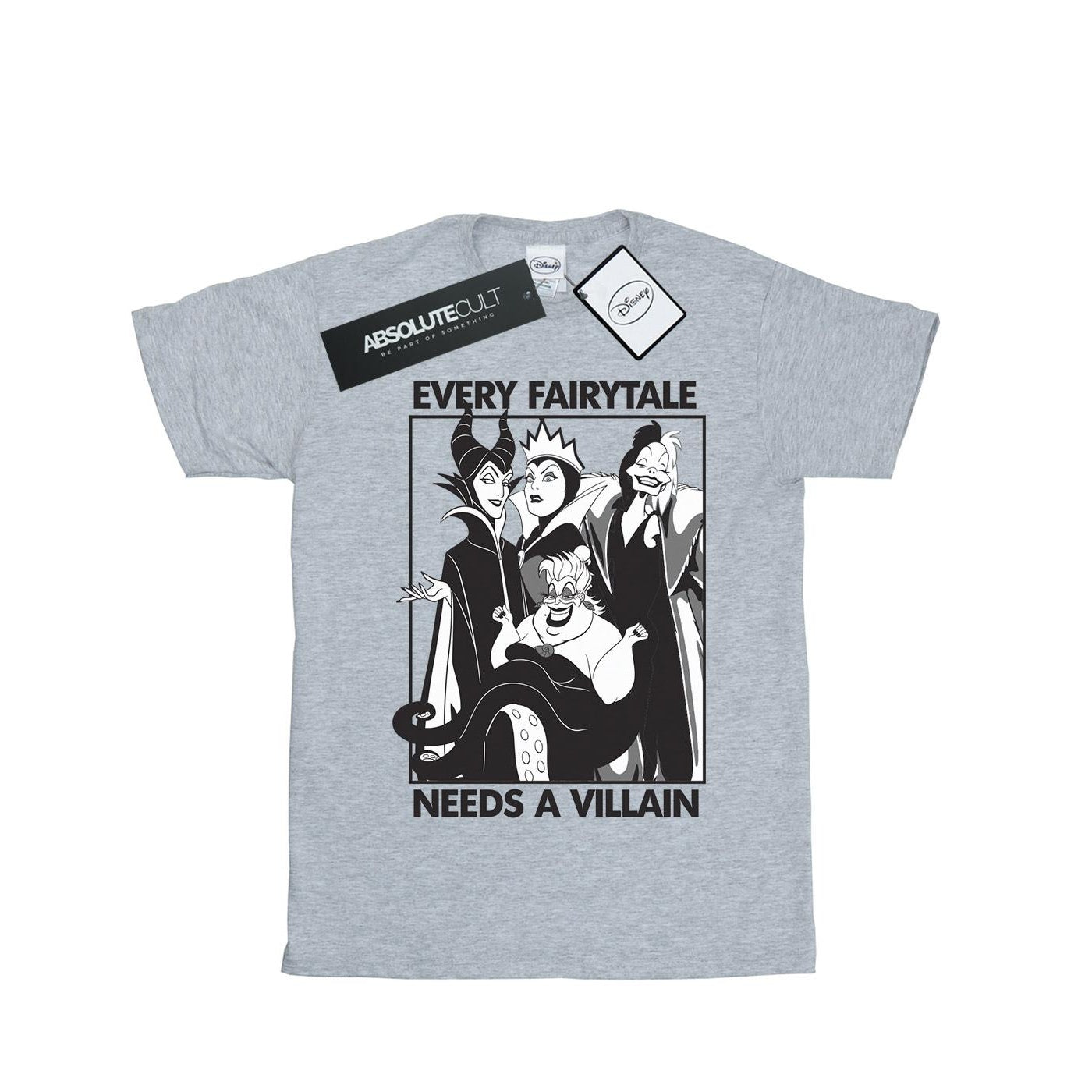 Sports Grey - Front - Disney Mens Every Fairy Tale Needs A Villain Cotton T-Shirt