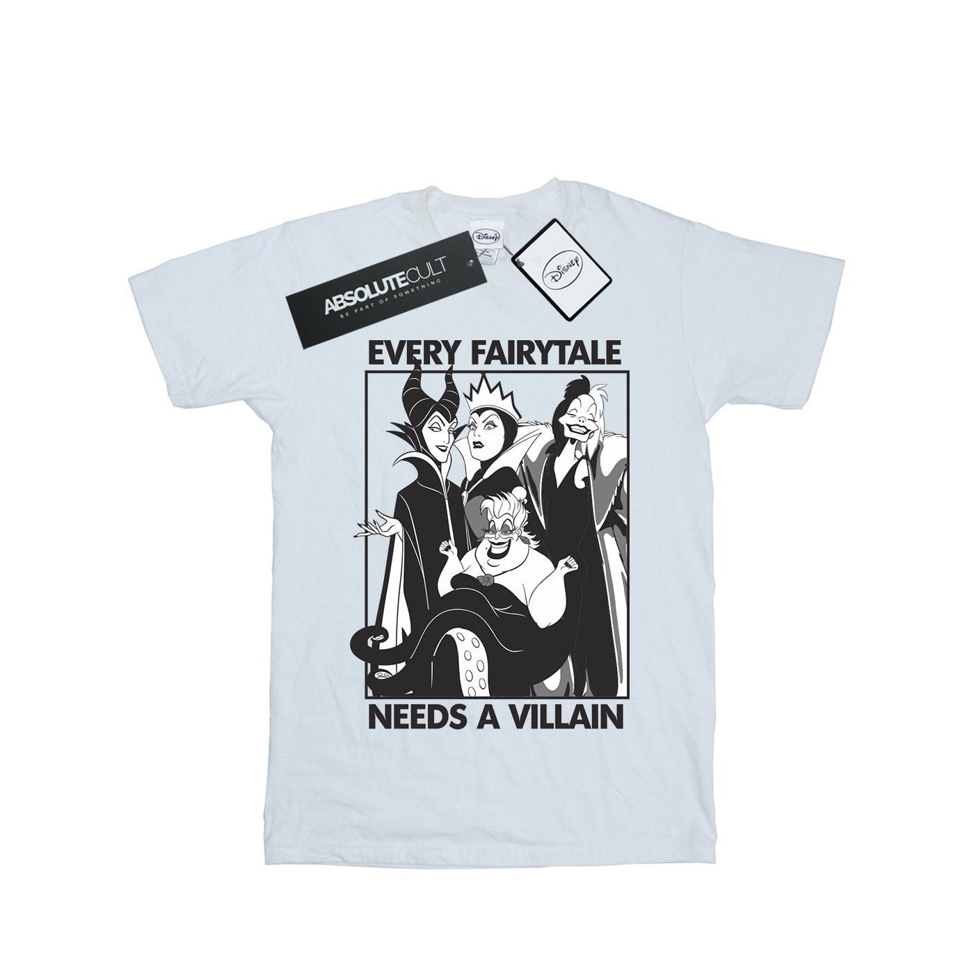 White - Front - Disney Mens Every Fairy Tale Needs A Villain Cotton T-Shirt