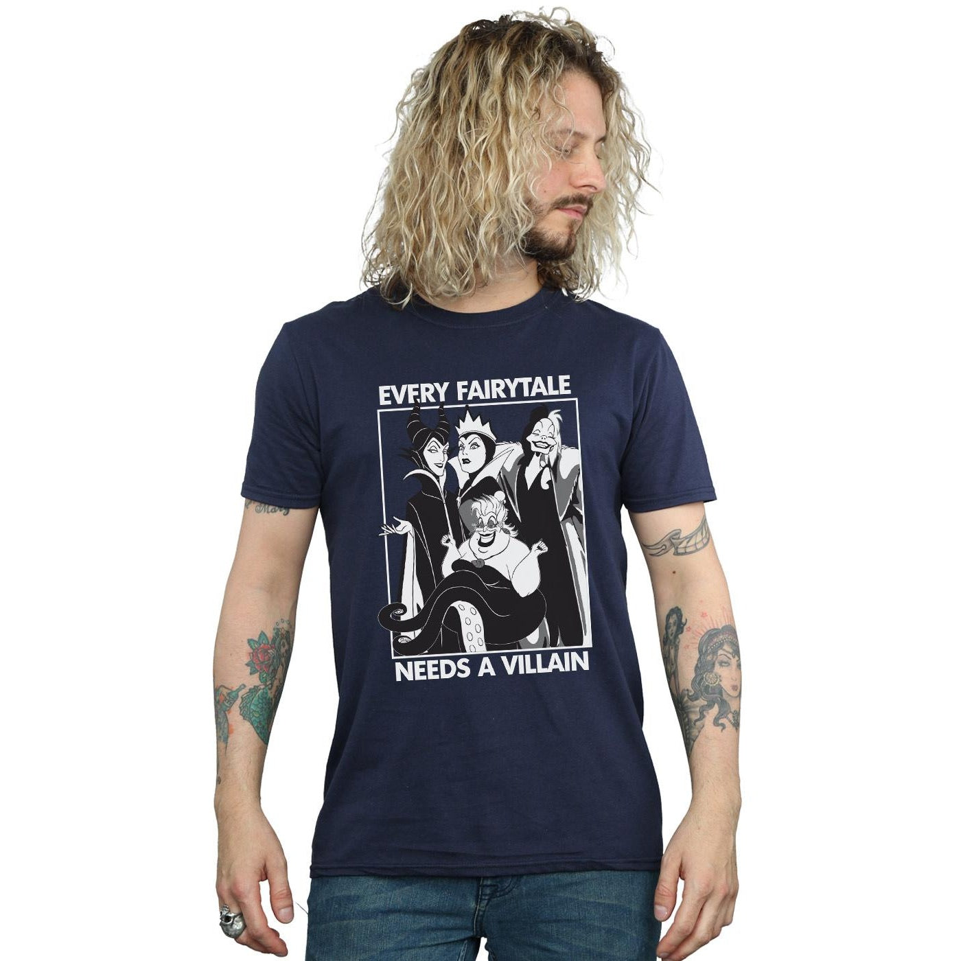 Navy Blue - Back - Disney Mens Every Fairy Tale Needs A Villain Cotton T-Shirt