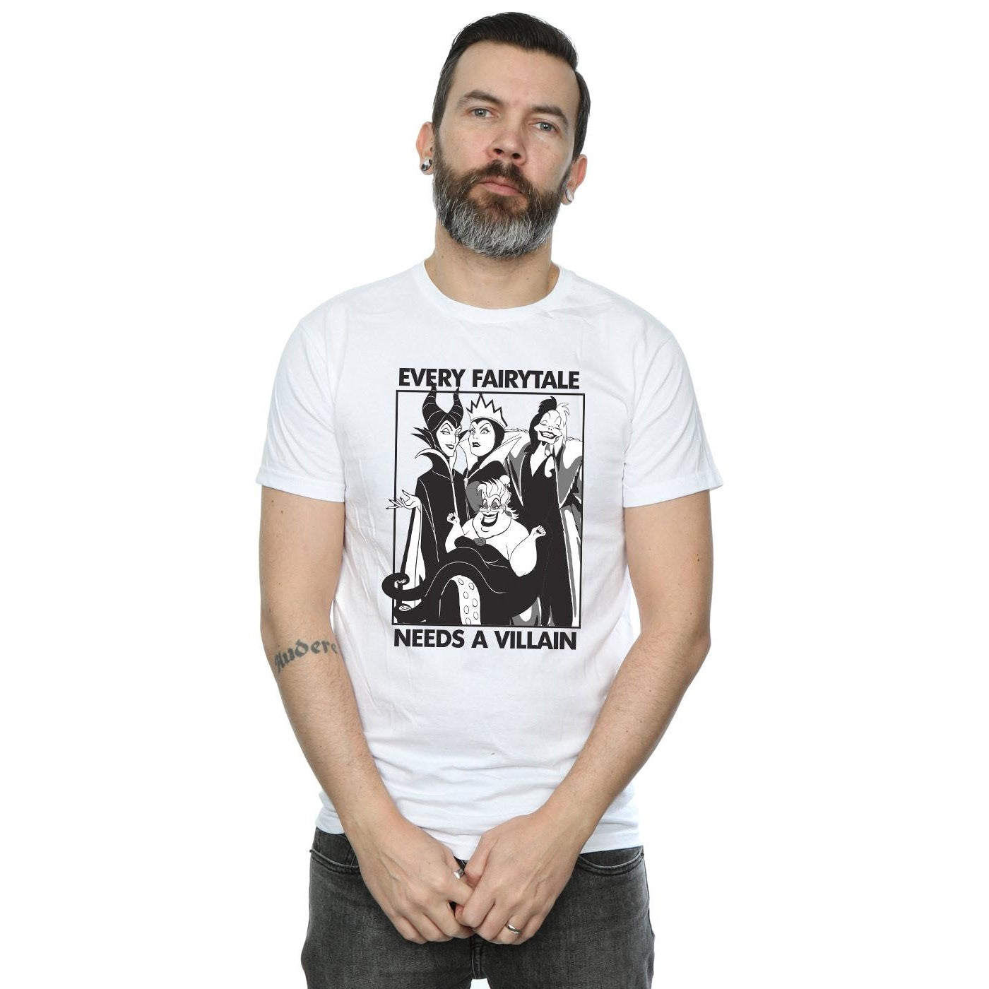 White - Back - Disney Mens Every Fairy Tale Needs A Villain Cotton T-Shirt