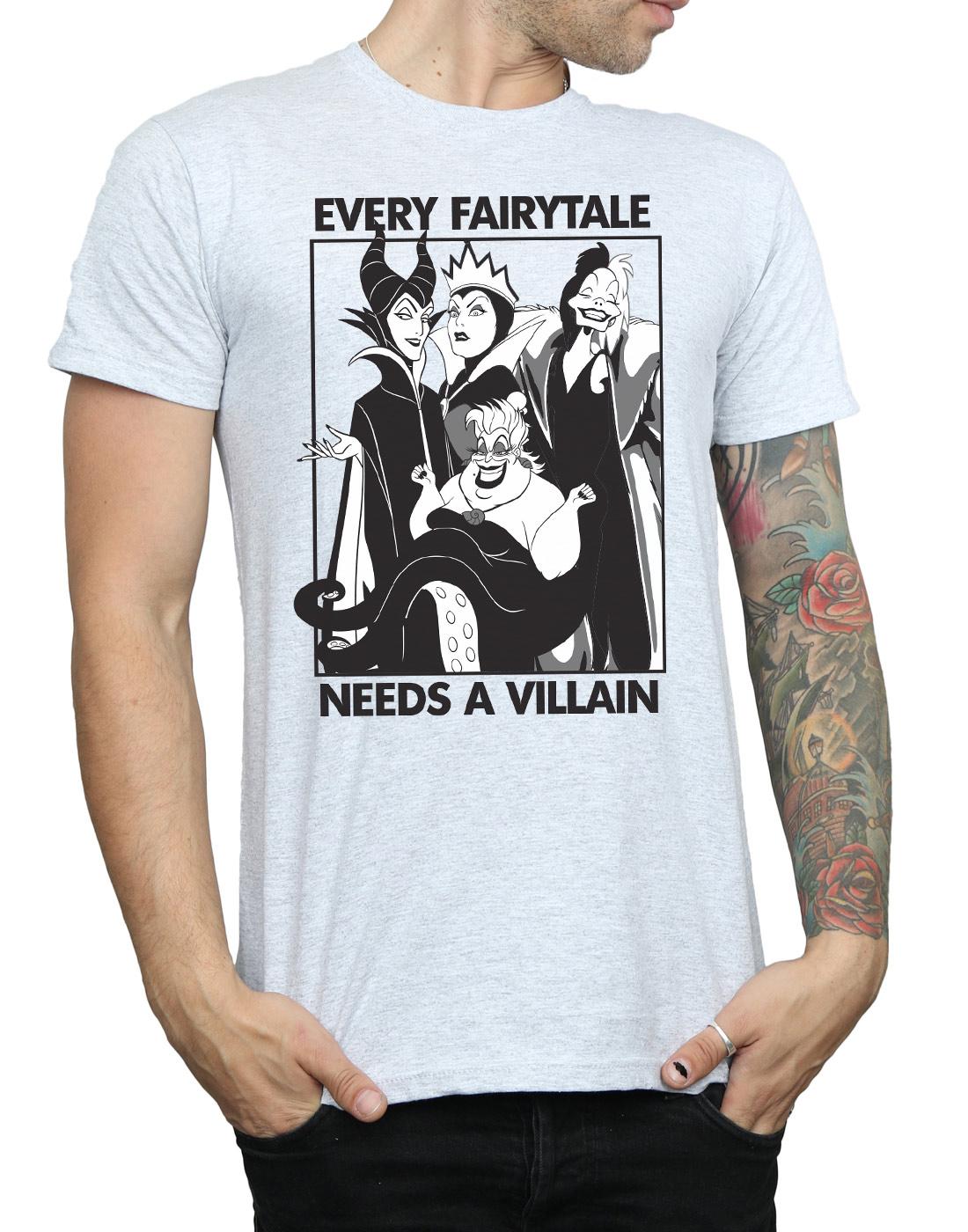 Sports Grey - Side - Disney Mens Every Fairy Tale Needs A Villain Cotton T-Shirt