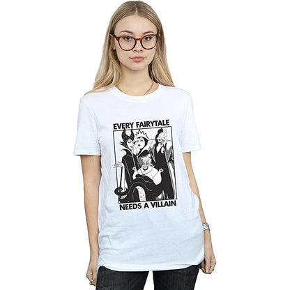 White - Side - Disney Womens-Ladies Every Fairy Tale Needs A Villain Cotton T-Shirt