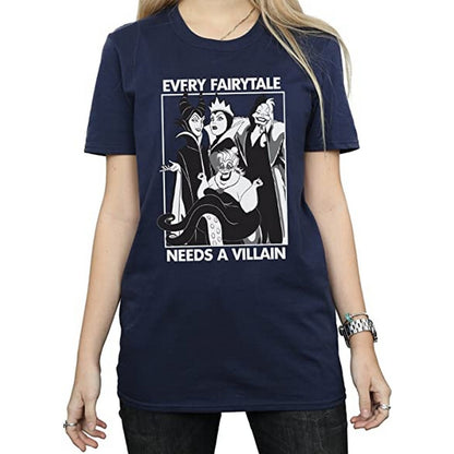 Navy Blue - Front - Disney Womens-Ladies Every Fairy Tale Needs A Villain Cotton T-Shirt