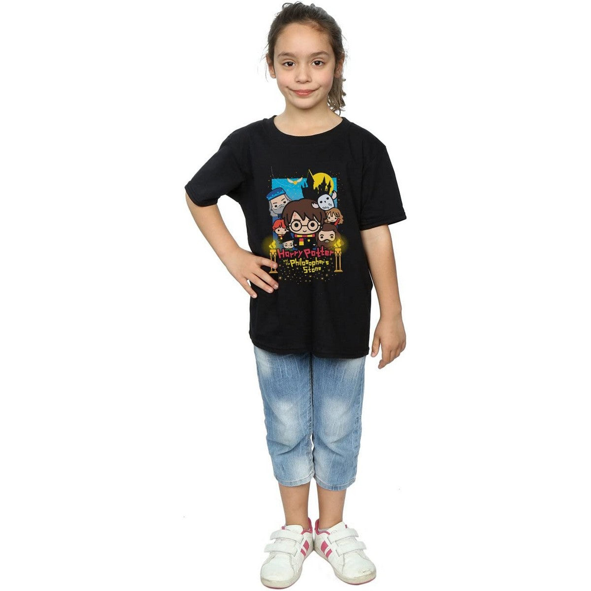 Black - Side - Harry Potter And The Philosopher´s Stone Girls Chibi Cotton T-Shirt