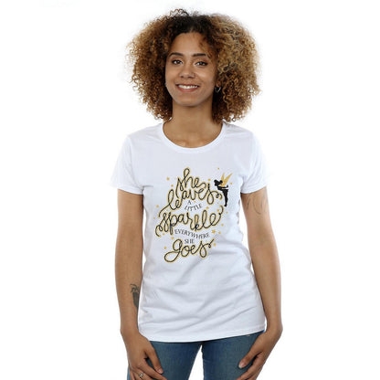 White - Back - Disney Womens-Ladies Tinkerbell Stars Cotton T-Shirt