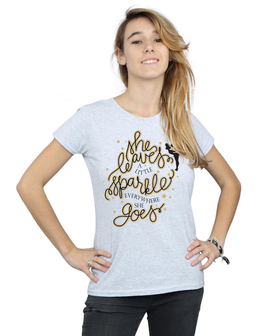 Sports Grey - Back - Disney Womens-Ladies Tinkerbell Stars Cotton T-Shirt