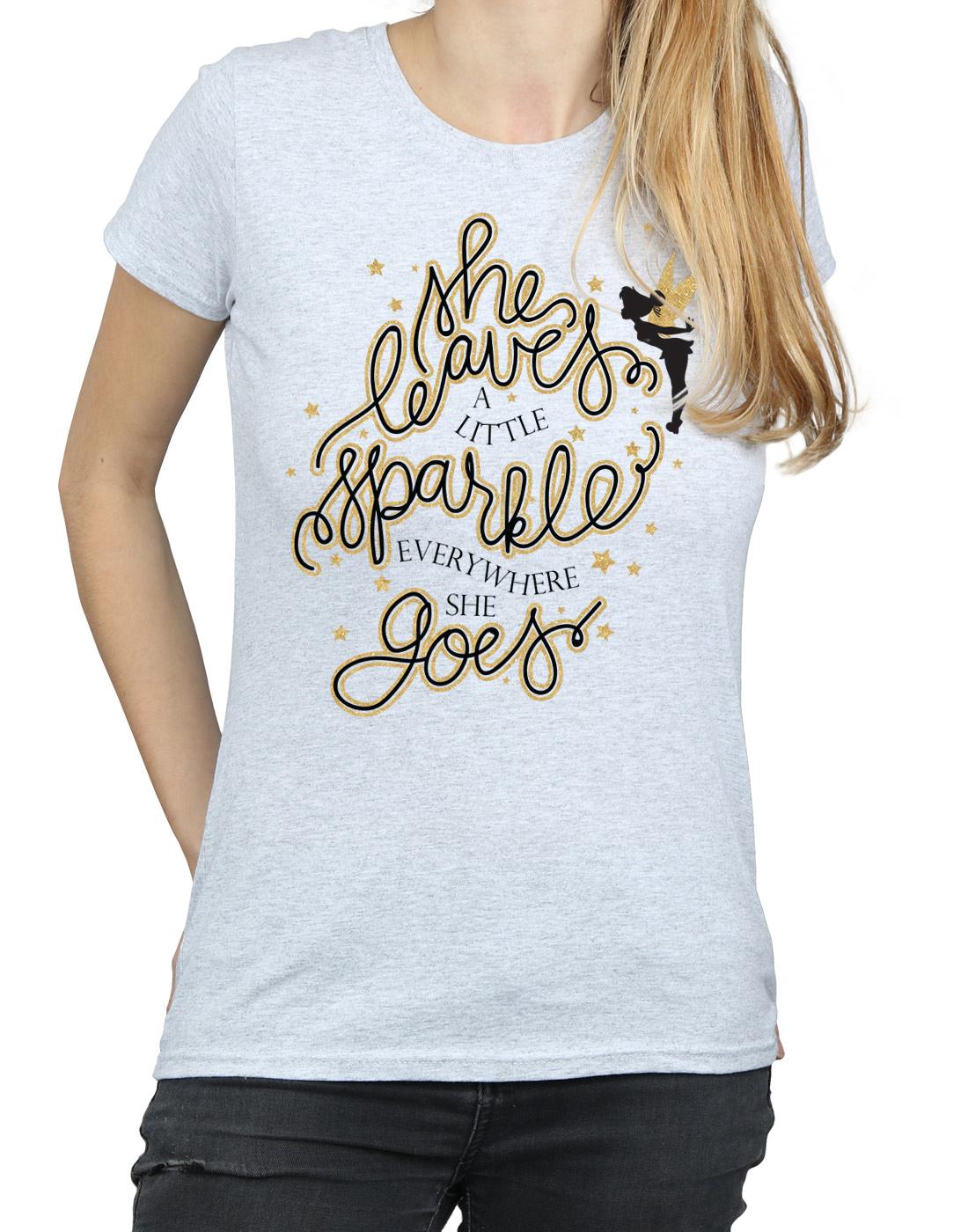 Sports Grey - Side - Disney Womens-Ladies Tinkerbell Stars Cotton T-Shirt