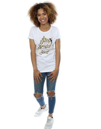 White - Close up - Disney Womens-Ladies Tinkerbell Stars Cotton T-Shirt