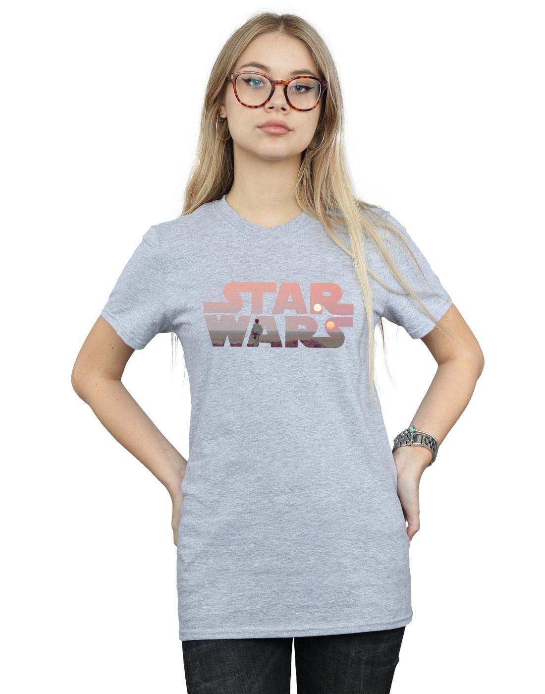 Sports Grey - Back - Star Wars Womens-Ladies Tatooine Logo Boyfriend T-Shirt
