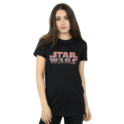 Black - Back - Star Wars Womens-Ladies Tatooine Logo Boyfriend T-Shirt