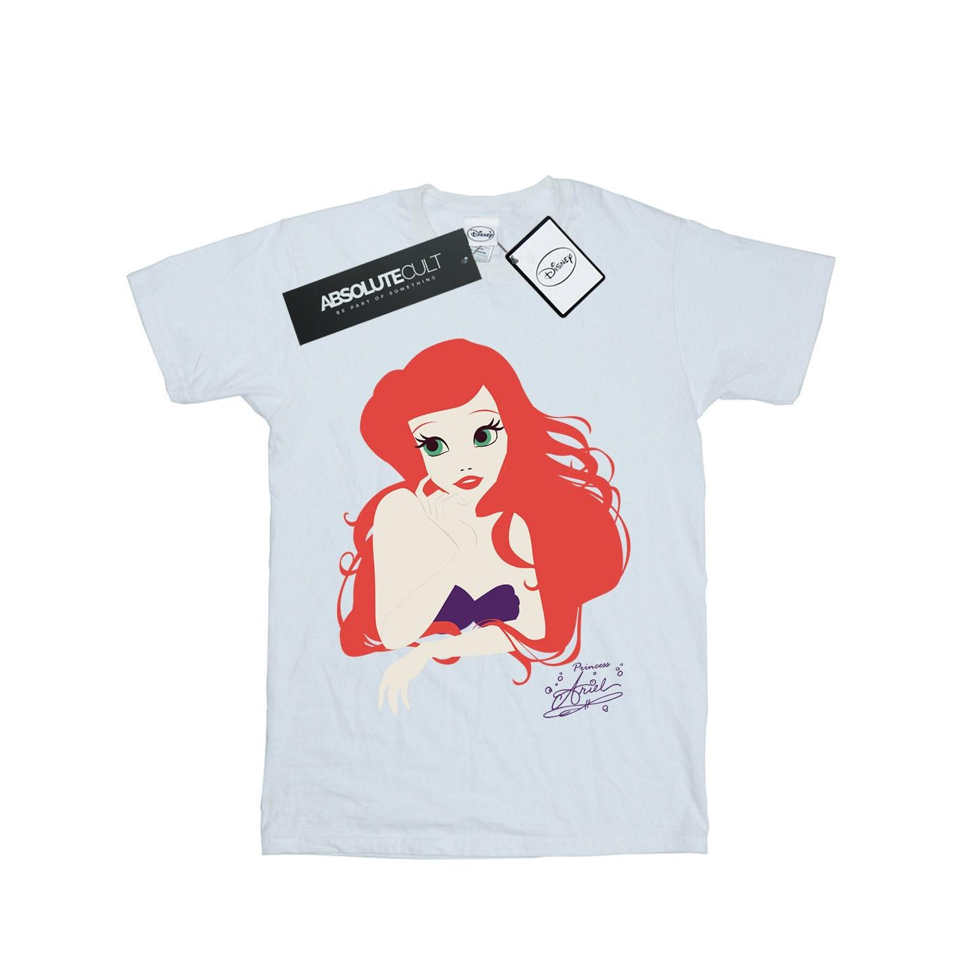 White - Front - The Little Mermaid Womens-Ladies Ariel Cotton Boyfriend T-Shirt