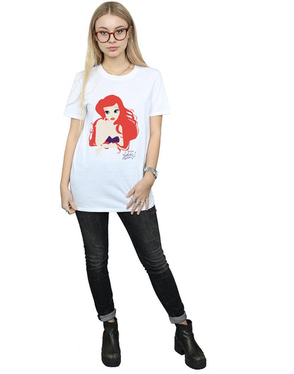 White - Lifestyle - The Little Mermaid Womens-Ladies Ariel Cotton Boyfriend T-Shirt