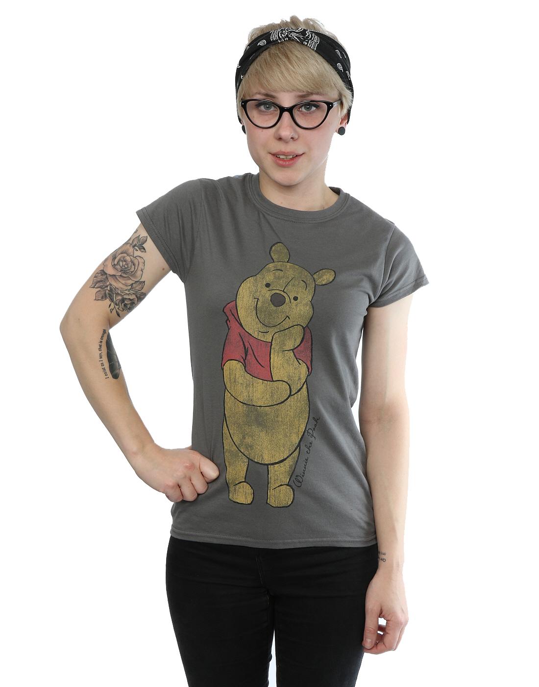 Charcoal - Back - Winnie the Pooh Womens-Ladies Character Heather T-Shirt