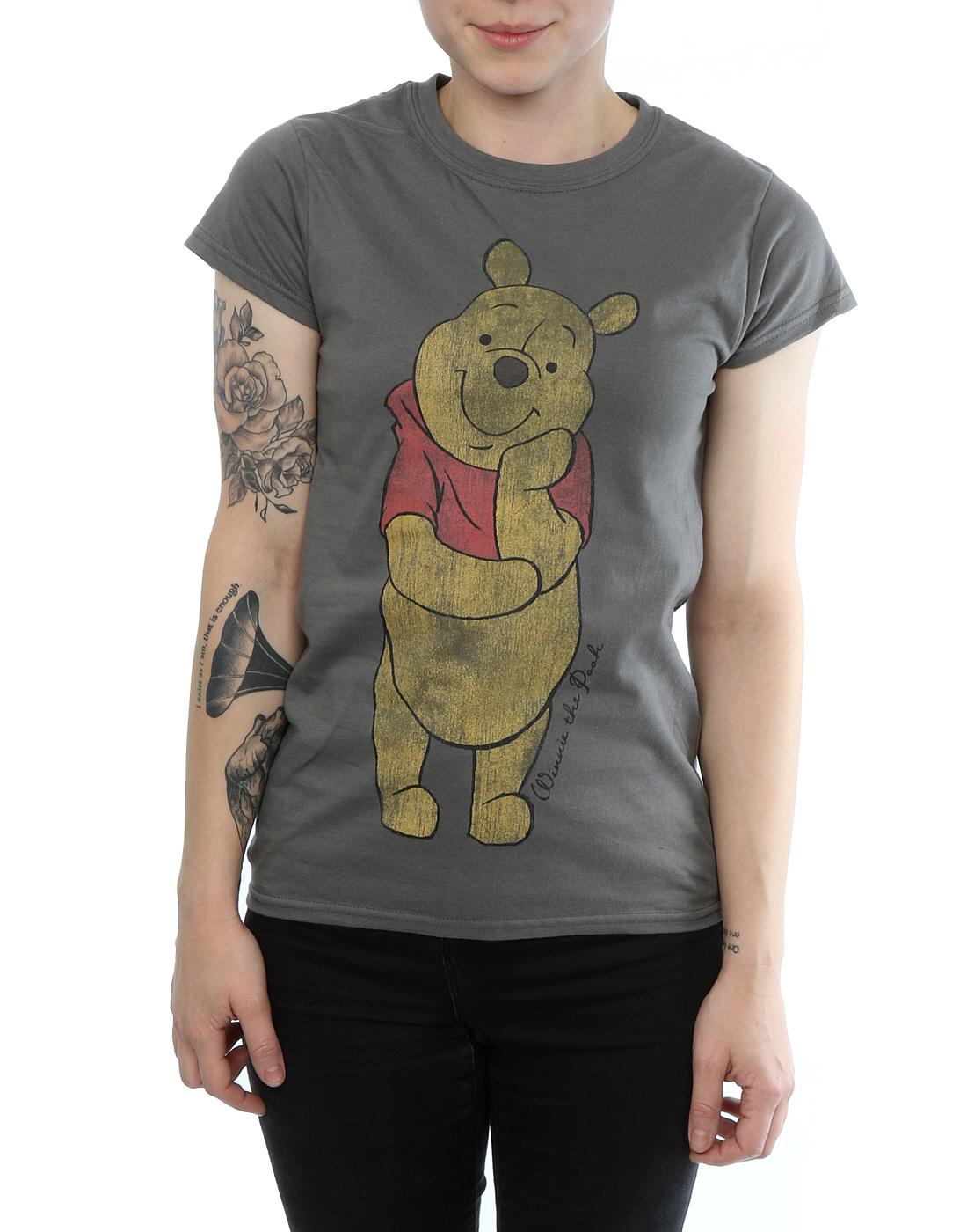 Charcoal - Side - Winnie the Pooh Womens-Ladies Character Heather T-Shirt