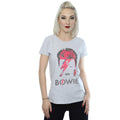 Heather Grey - Front - David Bowie Womens-Ladies Aladdin Sane Distressed Heather T-Shirt