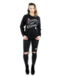 Black - Close up - Alice In Wonderland Womens-Ladies Curiouser Cotton Sweatshirt