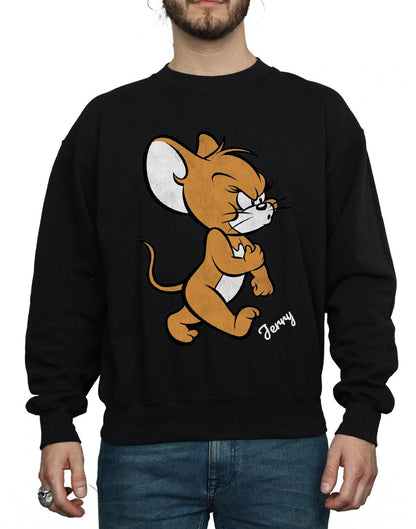 Black - Side - Tom and Jerry Mens Angry Mouse Cotton Sweatshirt
