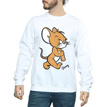 White - Side - Tom and Jerry Mens Angry Mouse Cotton Sweatshirt