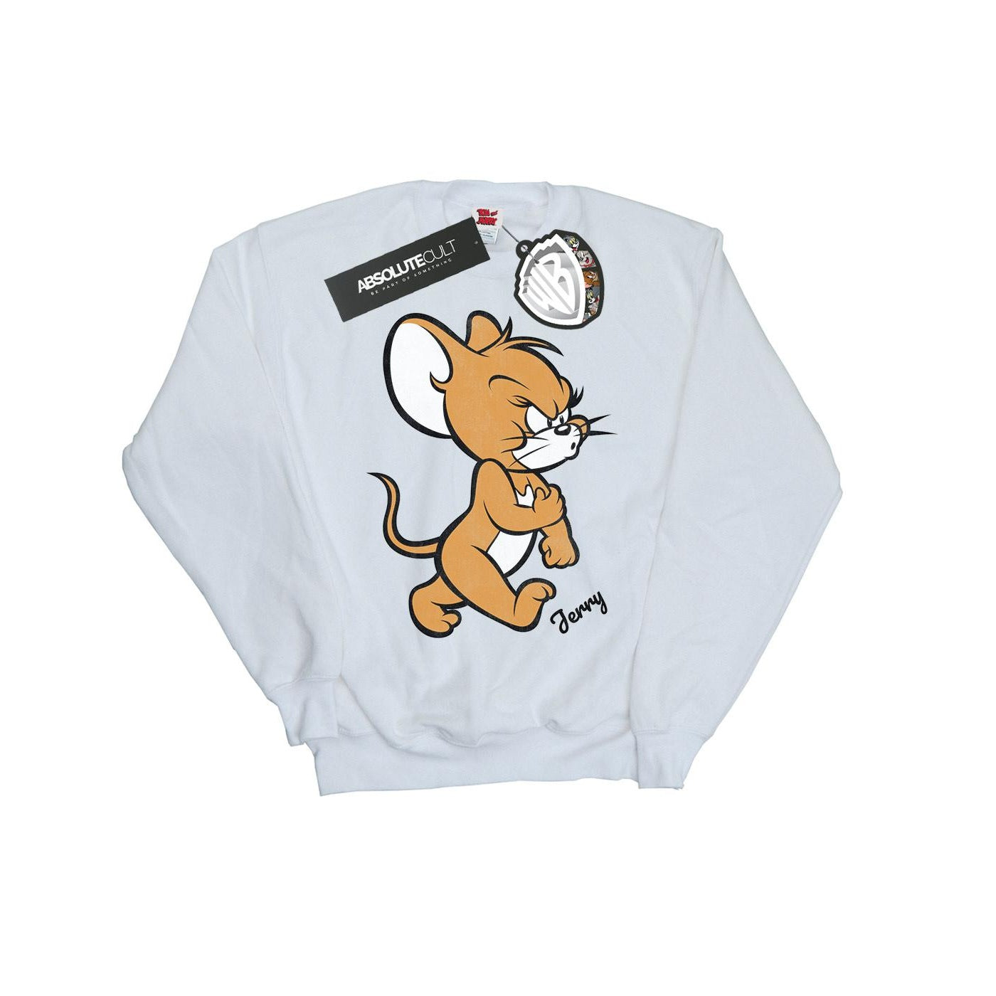 White - Front - Tom and Jerry Mens Angry Mouse Cotton Sweatshirt