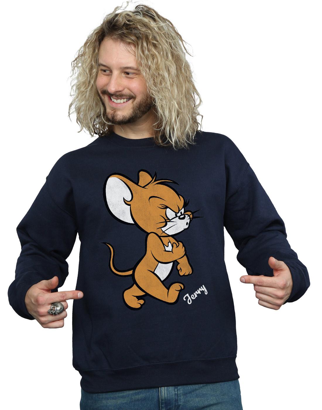 Navy Blue - Back - Tom and Jerry Mens Angry Mouse Cotton Sweatshirt