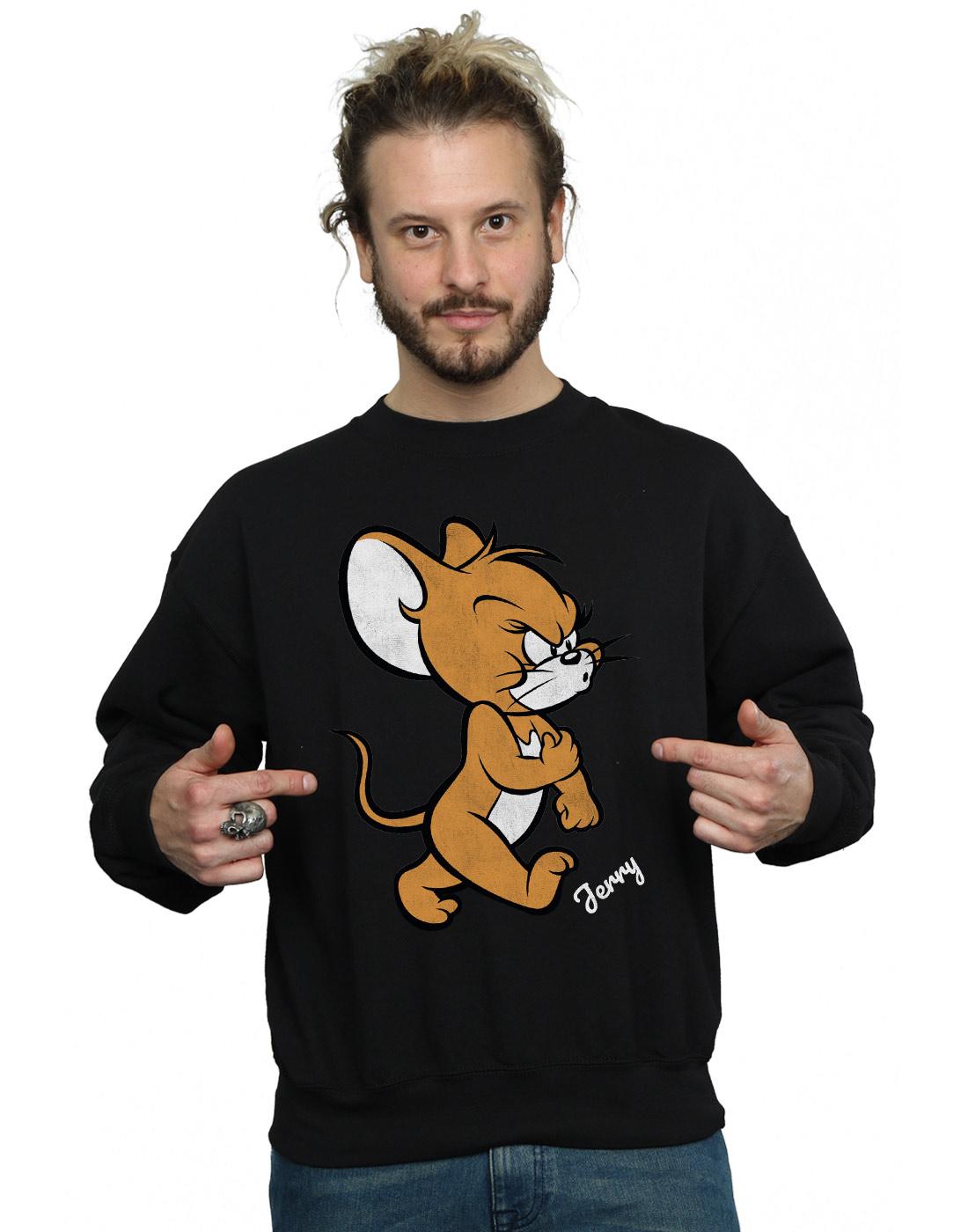 Black - Back - Tom and Jerry Mens Angry Mouse Cotton Sweatshirt