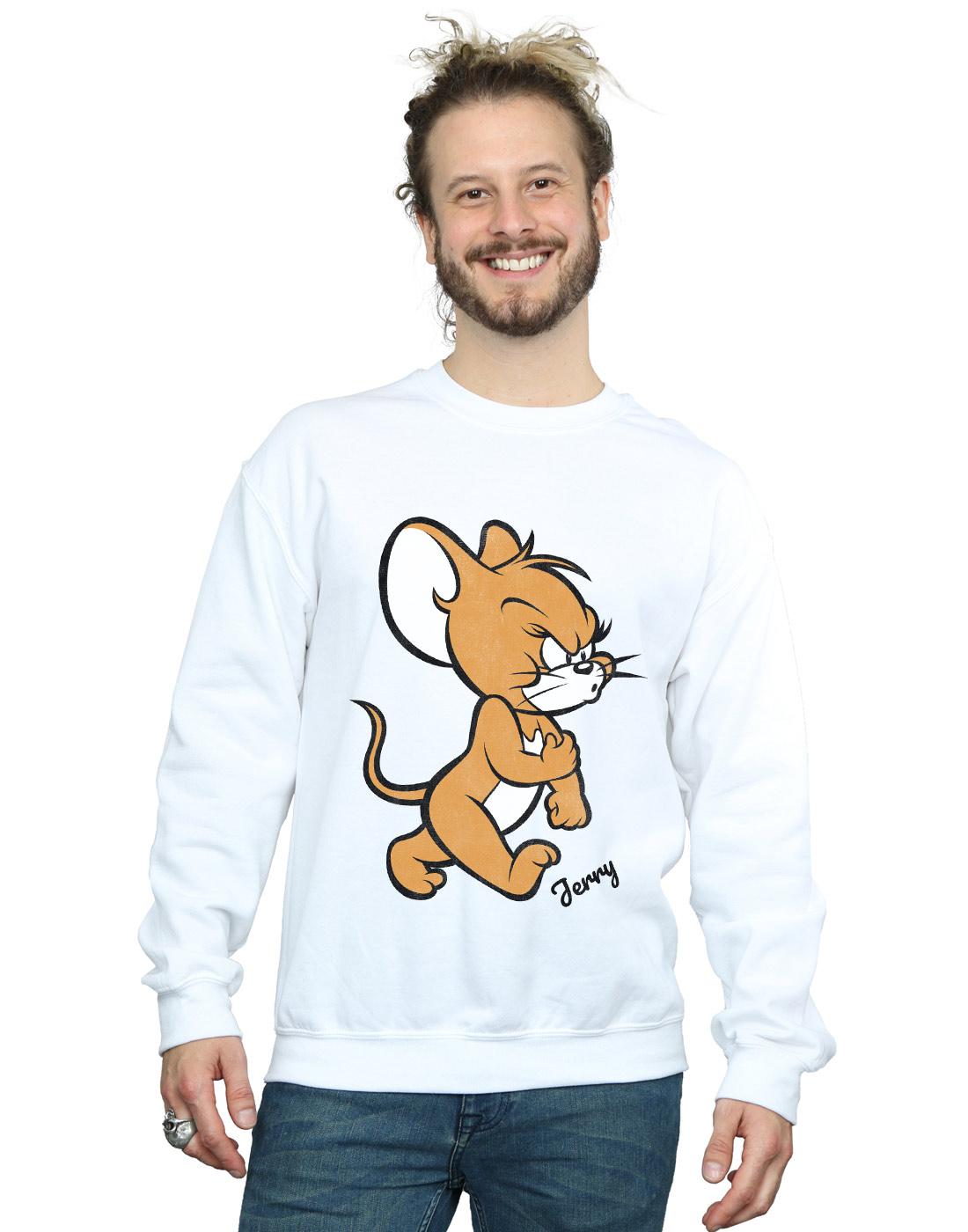 White - Back - Tom and Jerry Mens Angry Mouse Cotton Sweatshirt