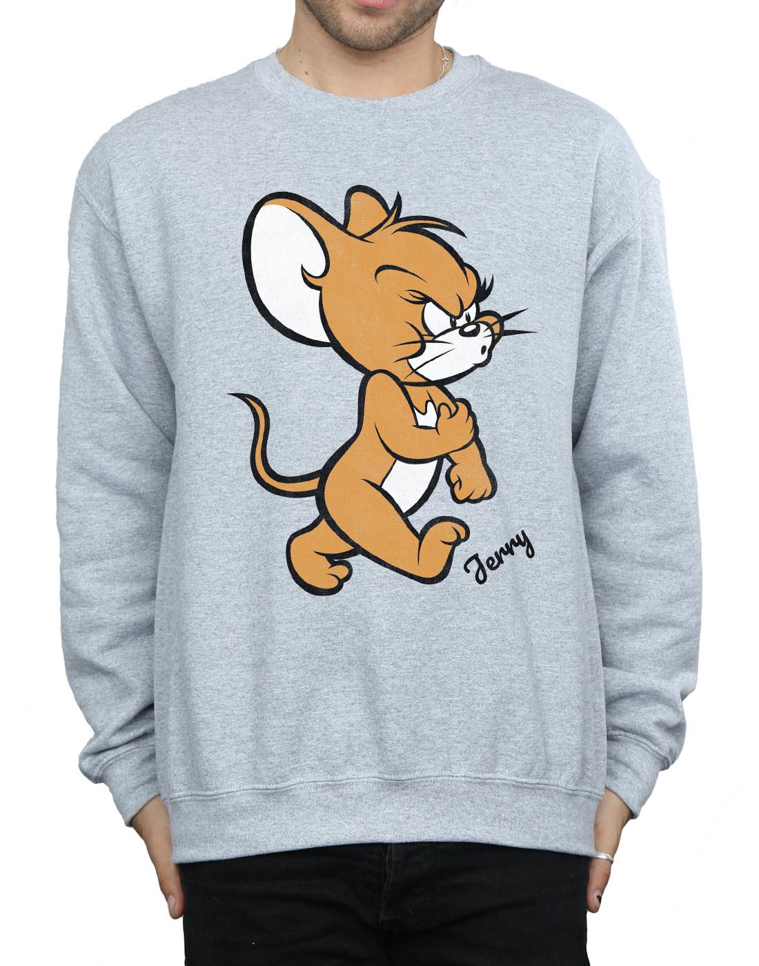 Sports Grey - Side - Tom and Jerry Mens Angry Mouse Cotton Sweatshirt