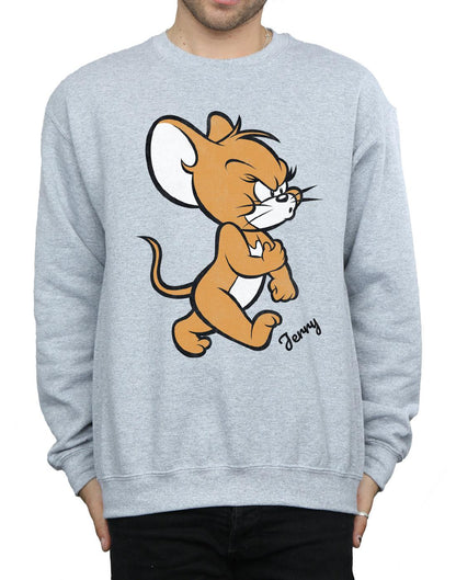 Sports Grey - Side - Tom and Jerry Mens Angry Mouse Cotton Sweatshirt