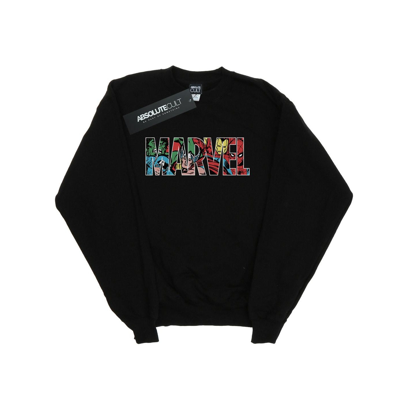 Black - Front - Marvel Comics Boys Character Infill Logo Sweatshirt