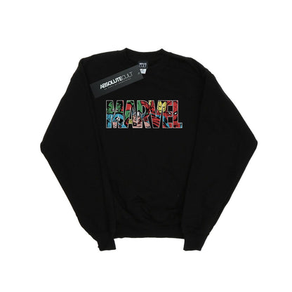 Black - Front - Marvel Comics Boys Character Infill Logo Sweatshirt