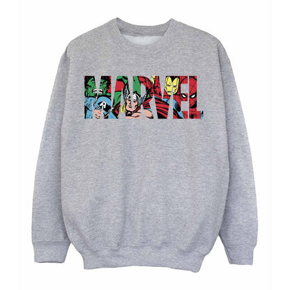 Sports Grey - Front - Marvel Comics Boys Character Infill Logo Sweatshirt