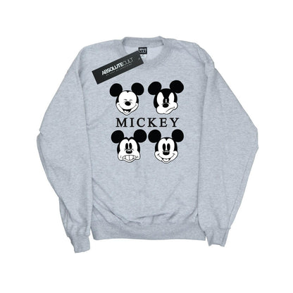 Heather Grey - Front - Disney Womens-Ladies Mickey Mouse Head Sweatshirt