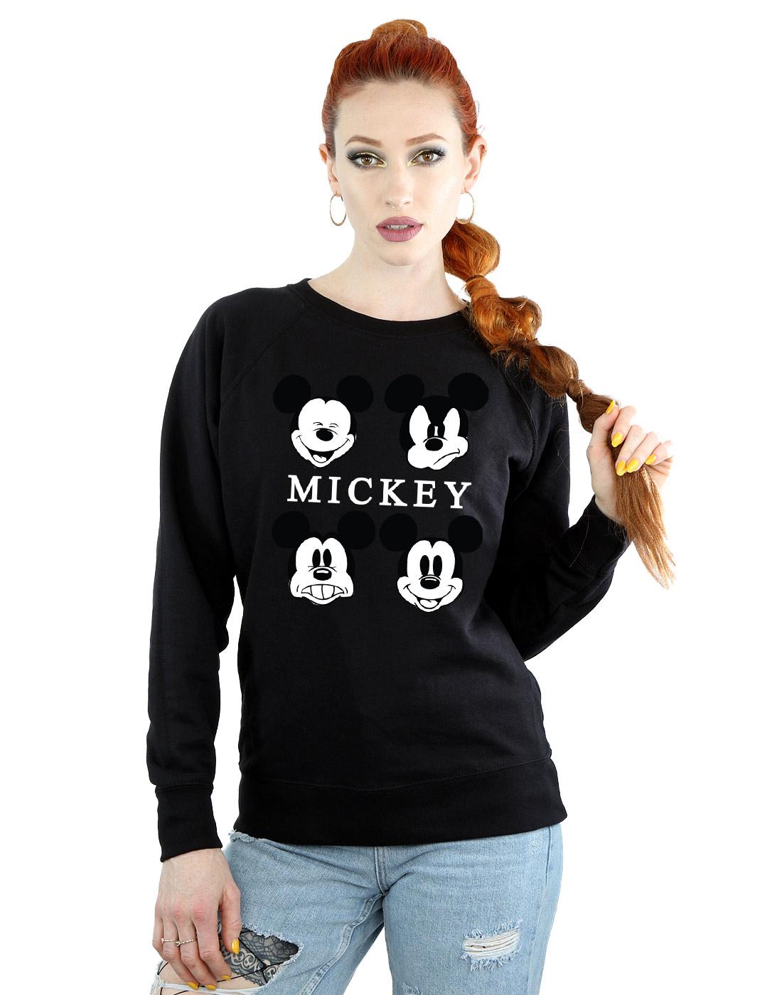 Black - Back - Disney Womens-Ladies Mickey Mouse Head Sweatshirt